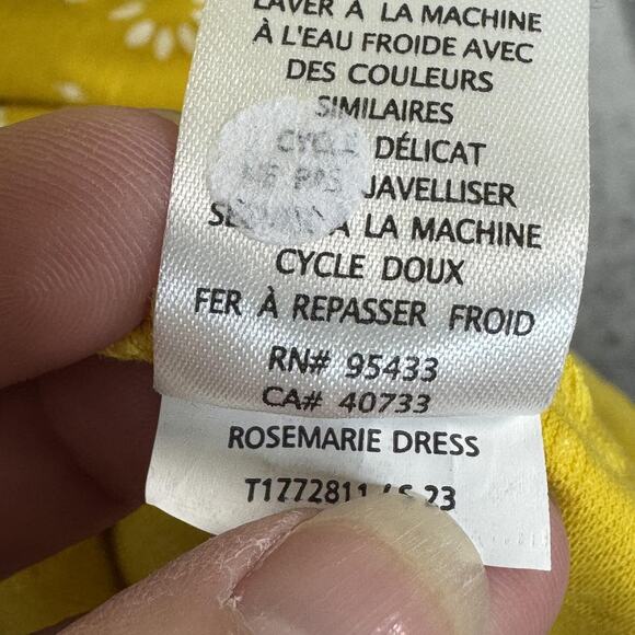 Toad&Co Dress Womens Medium Yellow Rosemary Daisy Floral V-Neck Cap Sleeve Knit - Picture 6 of 8
